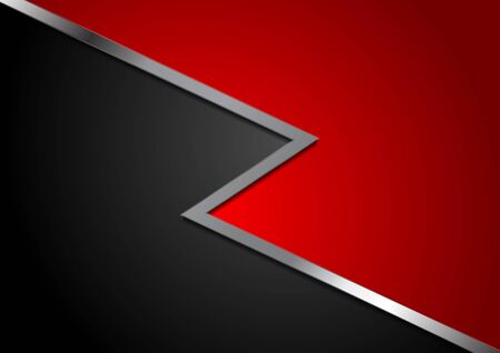 Hi-tech corporate abstract red and black background with metal silver stripe. Vector contrast designのイラスト素材