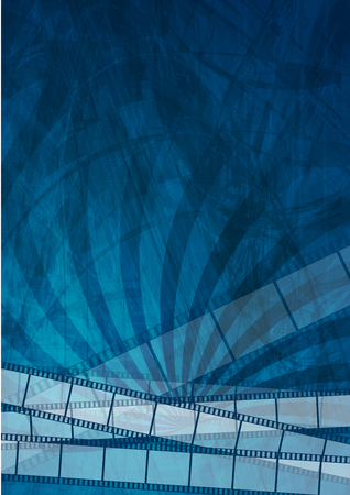 Grunge dark blue filmstrip abstract background. Vector designのイラスト素材