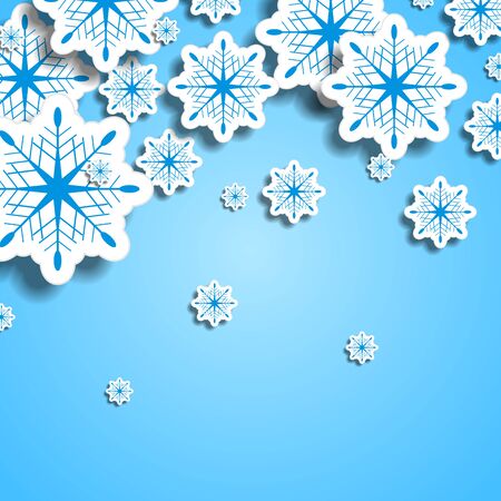 Blue and white Christmas snowflakes. Vector backgroundのイラスト素材