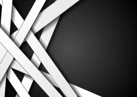 Abstract white stripes on black background. Vector corporate designのイラスト素材