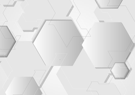 Abstract grey minimal tech hexagons background.のイラスト素材