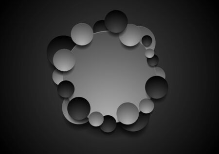 Grey and black abstract tech circles abstract background. Vector designのイラスト素材