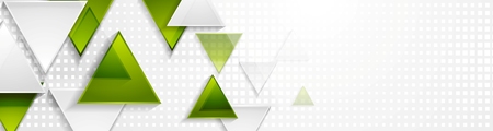 Green and grey triangles tech web banner abstract design. Vector backgroundのイラスト素材