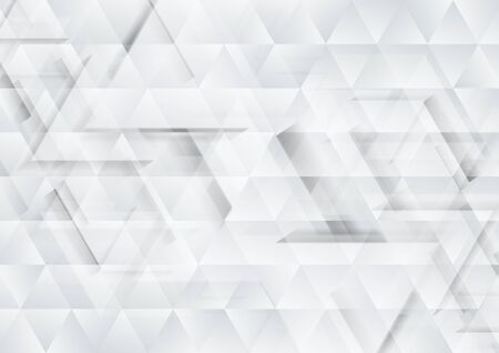 Grey and white tech triangles texture background. Vector geometric pattern design