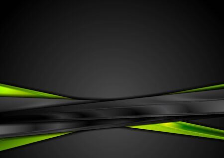 Black and green abstract glossy stripes vector backgroundのイラスト素材