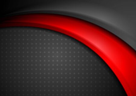 Contrast red and black abstract smooth wavy background. Modern vector designのイラスト素材