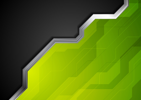 Green and black technology abstract background with metallic stripe. Vector designのイラスト素材