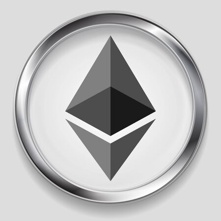 Crypto currency, metal icon ethereum design. Internet virtual money symbolのイラスト素材