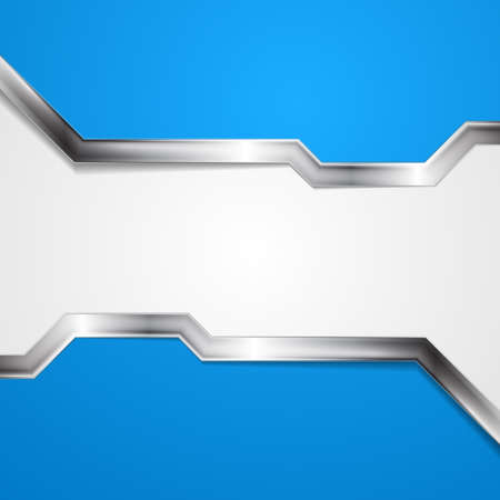 Blue and grey abstract tech background with metallic stripes. Vector designのイラスト素材