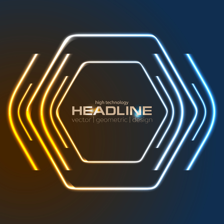 Retro neon 80s shiny hexagon abstract background. Vector colorful designのイラスト素材