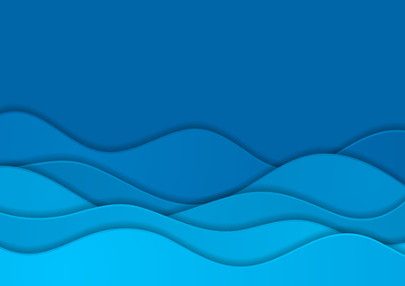 Bright blue corporate elegant waves abstract background. Vector designのイラスト素材