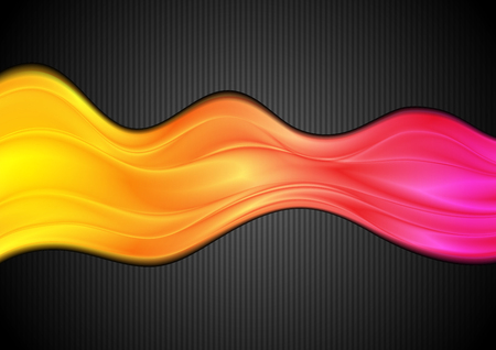 Glowing bright waves on black background. Vector designのイラスト素材