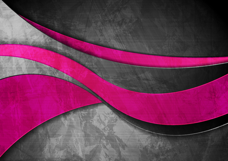 Grunge wavy corporate contrast pink and dark grey texture background. Vector illustrationのイラスト素材