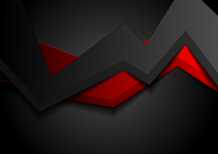 Black and red abstract 3d geometric background. Vector tech designのイラスト素材