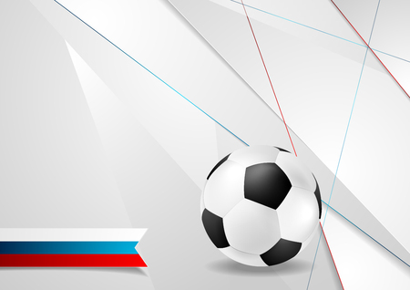 Grey football corporate background with soccer ball and Russian flag label. Vector designのイラスト素材