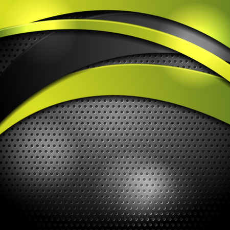 Green and black waves on perforated background. Vector corporate designのイラスト素材