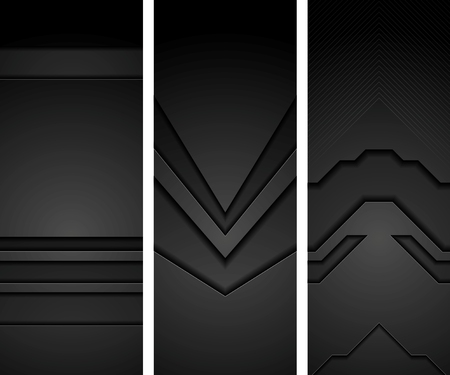 Abstract black concept tech vertical banners design. Vector backgroundsのイラスト素材
