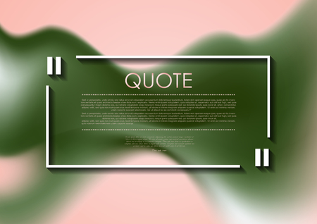 Green smooth waves corporate abstract background with quote speech bubble frame. Vector concept modern designのイラスト素材