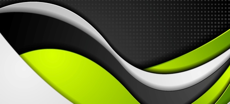 Green, black and grey abstract wavy corporate banner design. Vector backgroundのイラスト素材