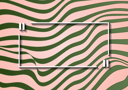 Green and pink refracted waves corporate abstract background with quote speech bubble frame. Vector colorful modern designのイラスト素材