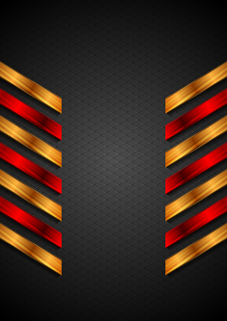 Abstract technology background with red and orange glossy stripes. Vector designのイラスト素材