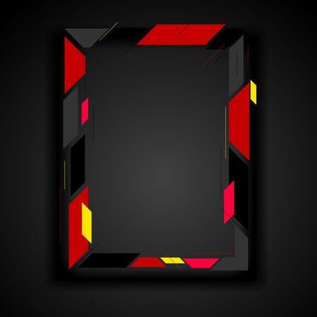 Red and black abstract geometric frame corporate background. Vector template design illustrationのイラスト素材