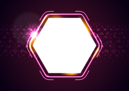 Retro glowing neon shiny hexagon abstract background. Vector designのイラスト素材