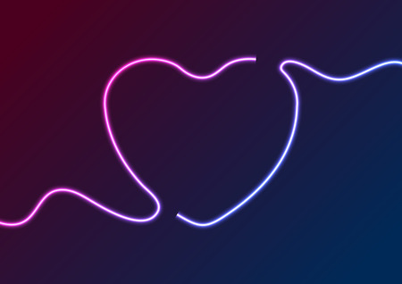 Blue purple electric neon heart abstract background. Valentines Day vector retro designのイラスト素材