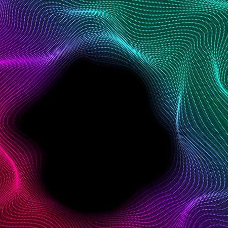 Abstract tech futuristic wavy dotted lines background. Vector designのイラスト素材