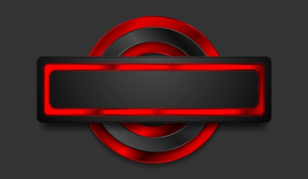 Red and black glossy frame label, banner and circle design. Vector backgroundのイラスト素材