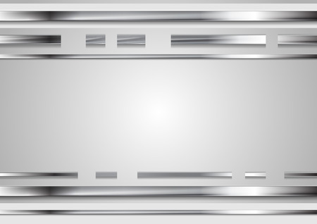Silver metallic stripes abstract tech background. Vector designのイラスト素材
