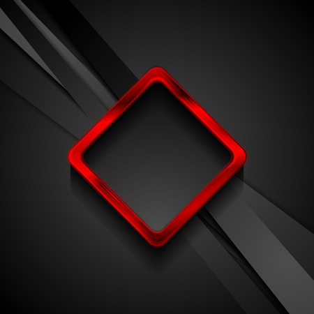 Black stripes and red glossy square frame abstract background. Vector technology designのイラスト素材