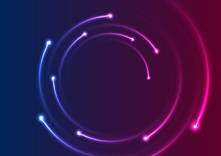 Colorful neon spiral lines abstract futuristic background. Vector designのイラスト素材