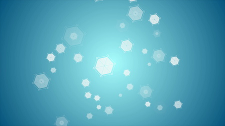 Blue abstract hexagon molecules tech concept background