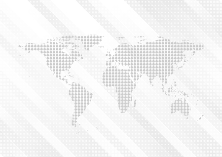 Light grey technology background with abstract dotted world map. Vector designのイラスト素材