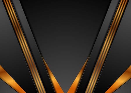 Black abstract corporate background with bronze stripes. Vector designのイラスト素材