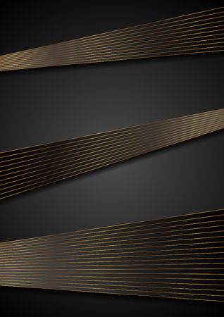Black abstract corporate background with bronze lines. Vector designのイラスト素材