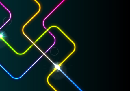Colorful neon abstract lines geometric tech background. Vector designのイラスト素材