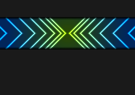 Technology abstract black background with colorful neon arrows. Vector designのイラスト素材