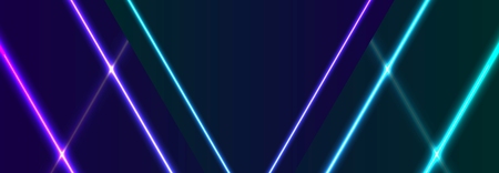 Cyan and violet neon lines abstract futuristic banner.のイラスト素材