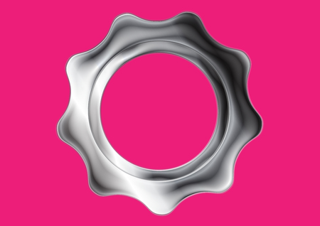 Abstract silver metal gear on pink background. Vector hi-tech designのイラスト素材
