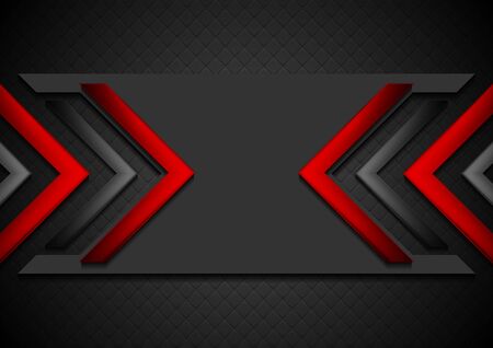 Black and red abstract tech background with glossy arrows. Vector corporate geometric designのイラスト素材
