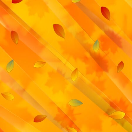 Bright orange autumn background with leaves. Vector designのイラスト素材