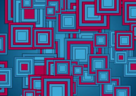 Blue and purple squares abstract tech geometry background. Vector designのイラスト素材