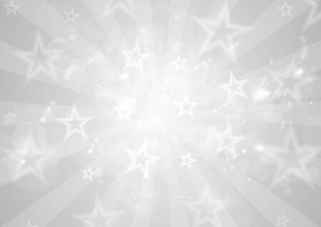 Abstract grey white graphic design with beams and stars. Retro 80s pattern background. Vector sparkling illustrationのイラスト素材