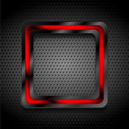 Vibrant glossy black and red hi-tech geometric square.のイラスト素材