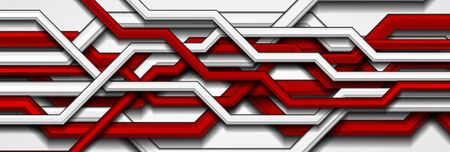 Red and grey abstract stripes. Technology modern background. Corporate geometric composition, tech...
