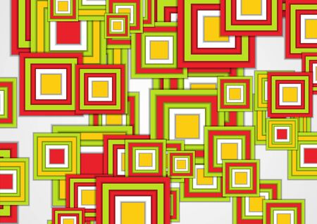 Green, yellow and red abstract squares. Hi-tech geometric colorful modern background. Vector design templateのイラスト素材
