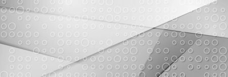 Grey concept web tech banner with circles texture. Geometric background, abstract header vector designのイラスト素材