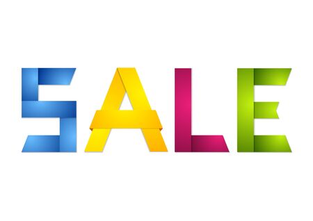 Abstract colorful paper origami sale letteringのイラスト素材